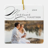 Merrier Together Photo and Elegant Calligraphy Keramisch Ornament (Voorkant)