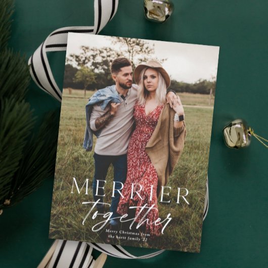 Merrier Together Script-kerstfoto Kaart