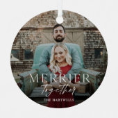 Merrier Together Script-kerstfoto Metalen Ornament (Voorkant)