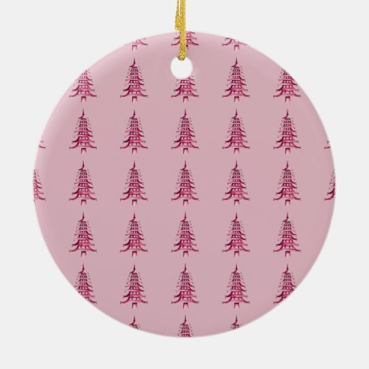 Merrier Together Script Pagoda 1-Foto Kerstmis Keramisch Ornament (Achterkant)