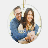 Merrier Together Script Pagode blauw Kerstmis Keramisch Ornament (Links)