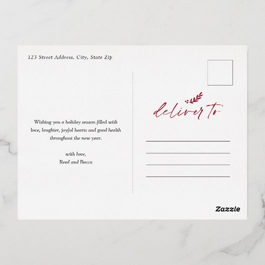 Merrier Together Script Photo Gold Folie Feestdagen Briefkaart (Achterkant)