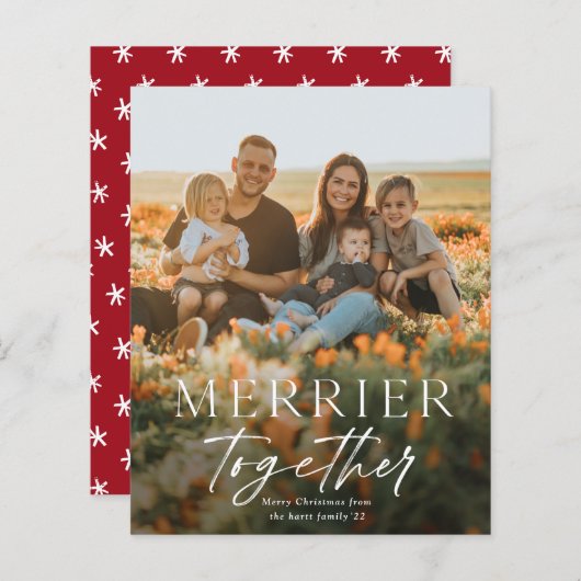 Merrier Together Script Photo Merry Kerstcard (Voorkant / Achterkant)