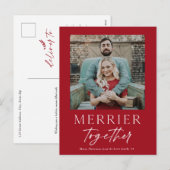 Merrier Together Script Photo Merry Kerstry Feestdagenkaart (Voorkant / Achterkant)