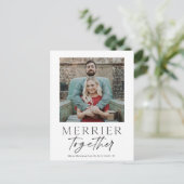 Merrier Together Script Photo Merry Kerstry Feestdagenkaart (Staand voorkant)