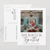 Merrier Together Script Photo Merry Kerstry Feestdagenkaart (Voorkant / Achterkant)