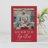 Merrier Together Script Photo Merry Kerstry Kaart (Staand voorkant)