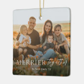 Merrier Together Script Photo Merry Kerstry Keramisch Ornament (Links)