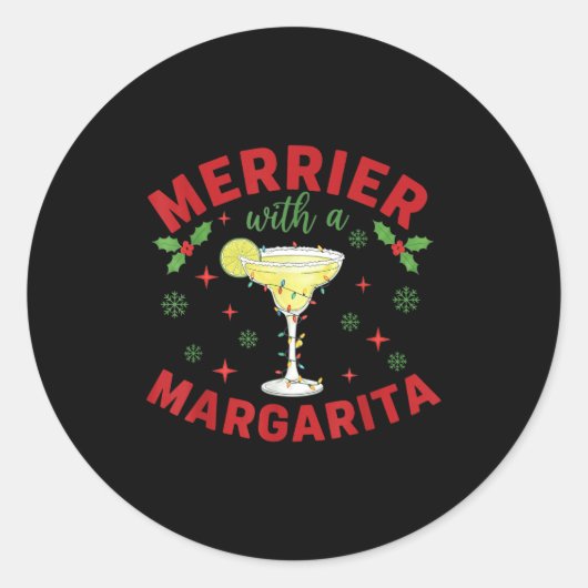 Merrier With A Margarita Christmas  Ronde Sticker (Voorkant)