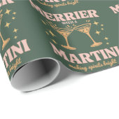 Merrier with a Martini Christmas Cocktail Holiday  Cadeaupapier (Rol Hoek)