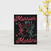Merrier With A Martini Christmas Tail Xmas Martini Kaart (Gele Bloem)