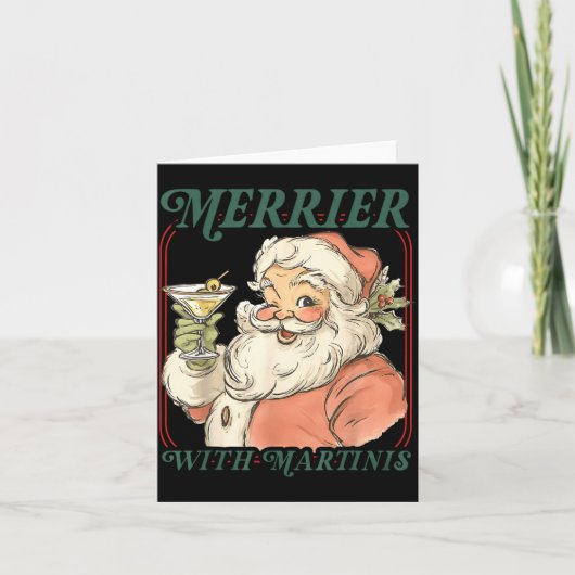 Merrier With A Martini Santa Christmas Tail  Kaart (Voorkant)
