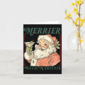 Merrier With A Martini Santa Christmas Tail  Kaart (Gele Bloem)