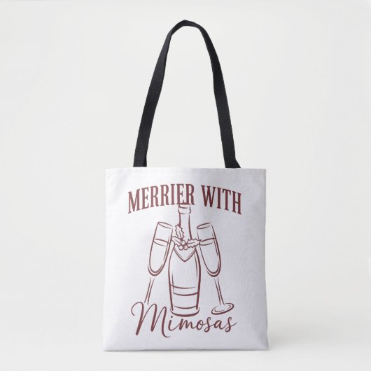 Merrier with Mimosas Christmas Prosecco Wine Party Tote Bag (Voorkant)