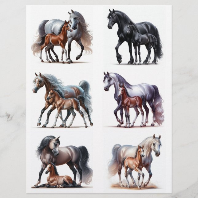 Merries & Veulens • Watercolor Paard Fussycuts (Voorkant)