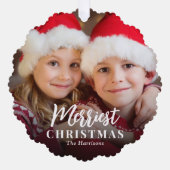 Merriest Christmas 2 foto's Vakantie Ornament Kaart (Voorkant)