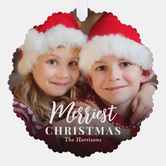 Merriest Christmas 2 foto's Vakantie Ornament Kaart (Voorkant)