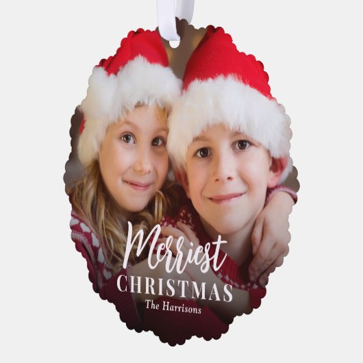 Merriest Christmas 2 foto's Vakantie Ornament Kaart (Links)