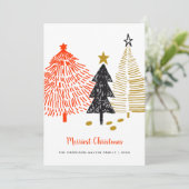 Merriest Christmas Abstract Trees Minimal Modern Feestdagenkaart (Staand voorkant)