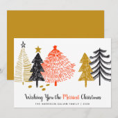 Merriest Christmas Abstract Trees Modern Feestdagenkaart (Voorkant / Achterkant)