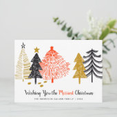 Merriest Christmas Abstract Trees Modern Feestdagenkaart (Staand voorkant)