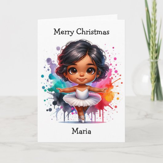 Merriest Christmas Ballerina Kleurplaat Meisje Kaart (Voorkant)
