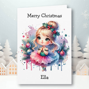 Merriest Christmas Ballerina Kleurplaat Meisje Kaart