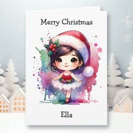 Merriest Christmas Ballerina Kleurplaat Meisje Kaart