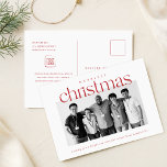 Merriest Christmas Bedrijfsfoto Briefkaart<br><div class="desc">Vier de feestdagen met dit sfeervolle zakelijke briefkaart met een vrolijk rood-wit design. De "Merriest Christmas"-groet is een aanvulling op de teamfoto van uw bedrijf, waardoor deze kaart perfect is voor zakelijke vakantiecommunicatie. Het minimalistische ontwerp brengt een professionele maar feestelijke boodschap over, ideaal voor het verzenden naar klanten, partners en...</div>