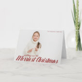 Merriest Christmas Chic Red Script foto-overlay Feestdagen Kaart (Voorkant)