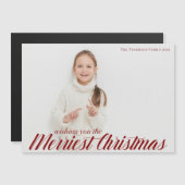 Merriest Christmas Chic Script Fotomagneet Kaart (Voorkant / Achterkant)
