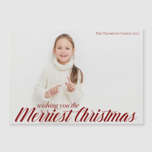 Merriest Christmas Chic Script Fotomagneet Kaart (Voorkant)