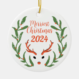 Merriest Christmas Custom Family Photo Holiday Keramisch Ornament
