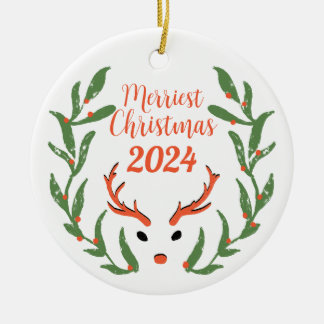 Merriest Christmas Custom Family Photo Holiday Keramisch Ornament