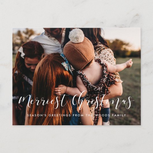 Merriest Christmas Elegant familie fotovakantie Briefkaart (Voorkant)