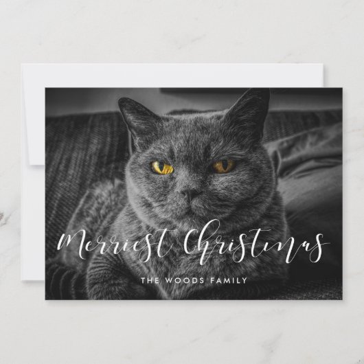 Merriest Christmas Elegant Familiefoto Feestdagenkaart (Voorkant)