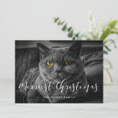 Merriest Christmas Elegant Familiefoto Feestdagenkaart (Staand voorkant)