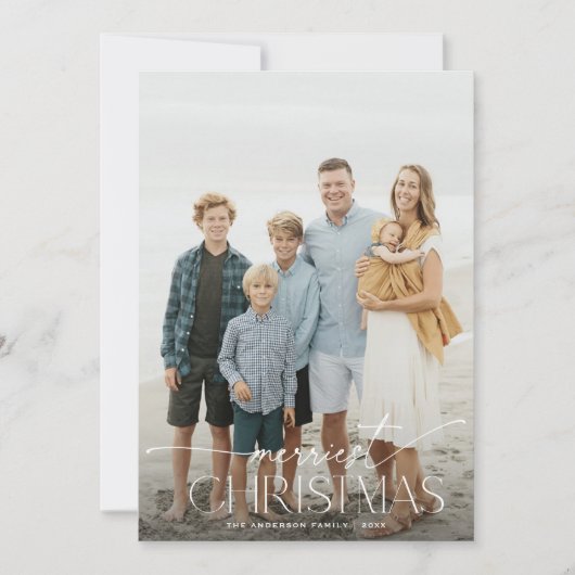 Merriest Christmas Elegant Holiday Photo Card Feestdagenkaart (Voorkant)
