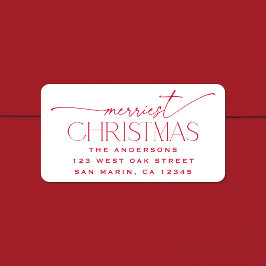 Merriest Christmas Elegant Holiday Return Address Etiket