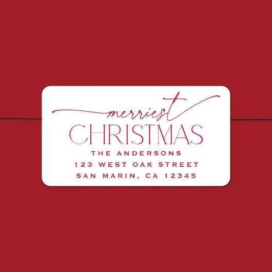 Merriest Christmas Elegant Holiday Return Address Etiket