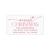Merriest Christmas Elegant Holiday Return Address Etiket (Voorkant)