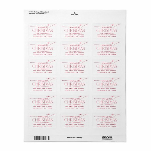 Merriest Christmas Elegant Holiday Return Address Etiket (Full Sheet)