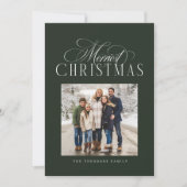 Merriest Christmas elegant hunter green photo Feestdagenkaart (Voorkant)