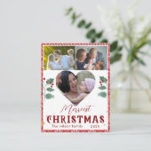 Merriest Christmas Elegant Typografie 3 Afbeelding Feestdagenkaart (Staand voorkant)