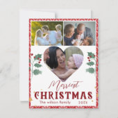 Merriest Christmas Elegant Typografie 3 Afbeelding Feestdagenkaart (Voorkant)