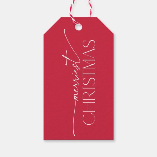 Merriest Christmas Elegant Typography Holiday  Cadeaulabel (Voorkant)