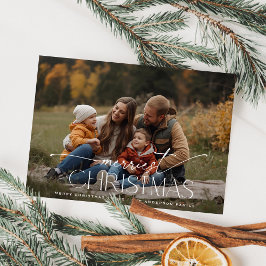 Merriest Christmas Elegant Typography Photo Feestdagenkaart
