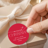 Merriest Christmas Elegant Typography Red Holiday Ronde Sticker