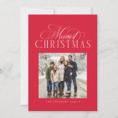 Merriest Christmas elegante rode foto Feestdagenkaart (Voorkant)