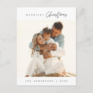 Merriest Christmas Familie Foto, Hedendaags Briefkaart
